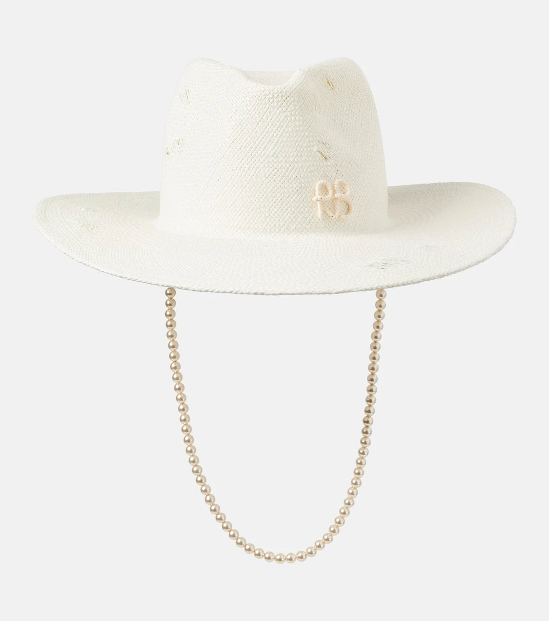 Ruslan Baginskiy - Faux pearl-embellished straw fedora