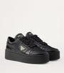 Prada Black Leather Downtown Bold Sneakers 50