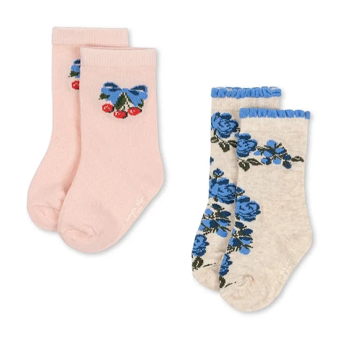 Детски чорапи Konges Sløjd 2 PACK FLOWER AND CHERRY JACQUARD SOCKS (2 чифта)