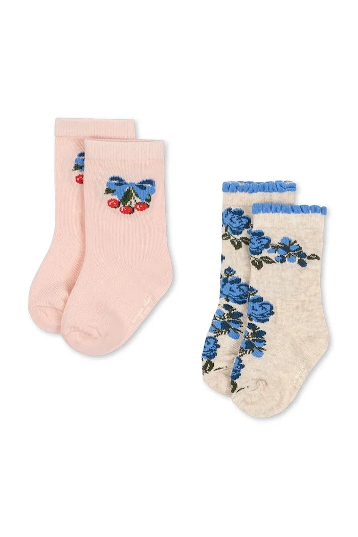 Детски чорапи Konges Sløjd 2 PACK FLOWER AND CHERRY JACQUARD SOCKS (2 чифта)