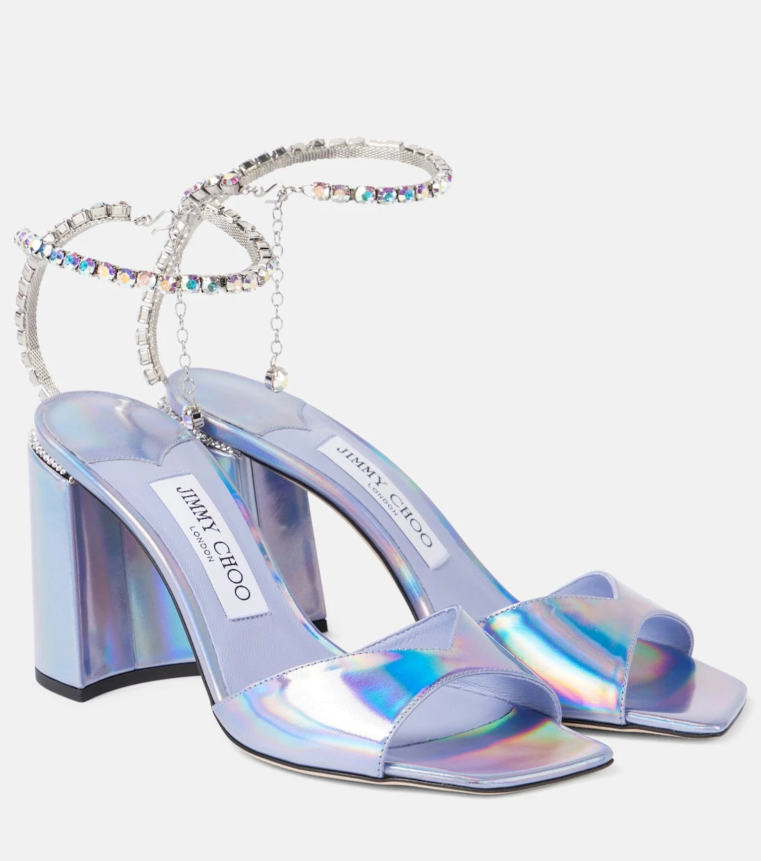 Jimmy Choo - Saeda 85 embellished metallic leather sandals