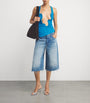 Blue Ruched Cut-Out Wave Top
