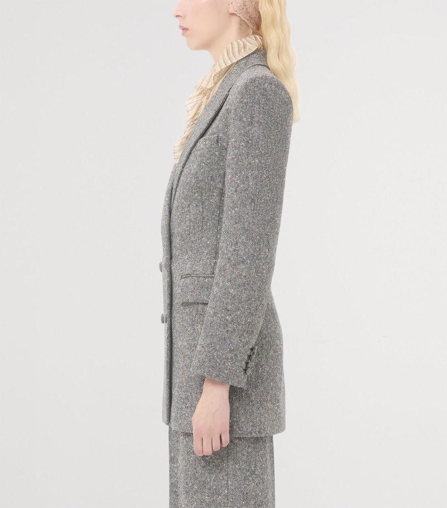 Valentino White Virgin Wool-Blend Pea Coat