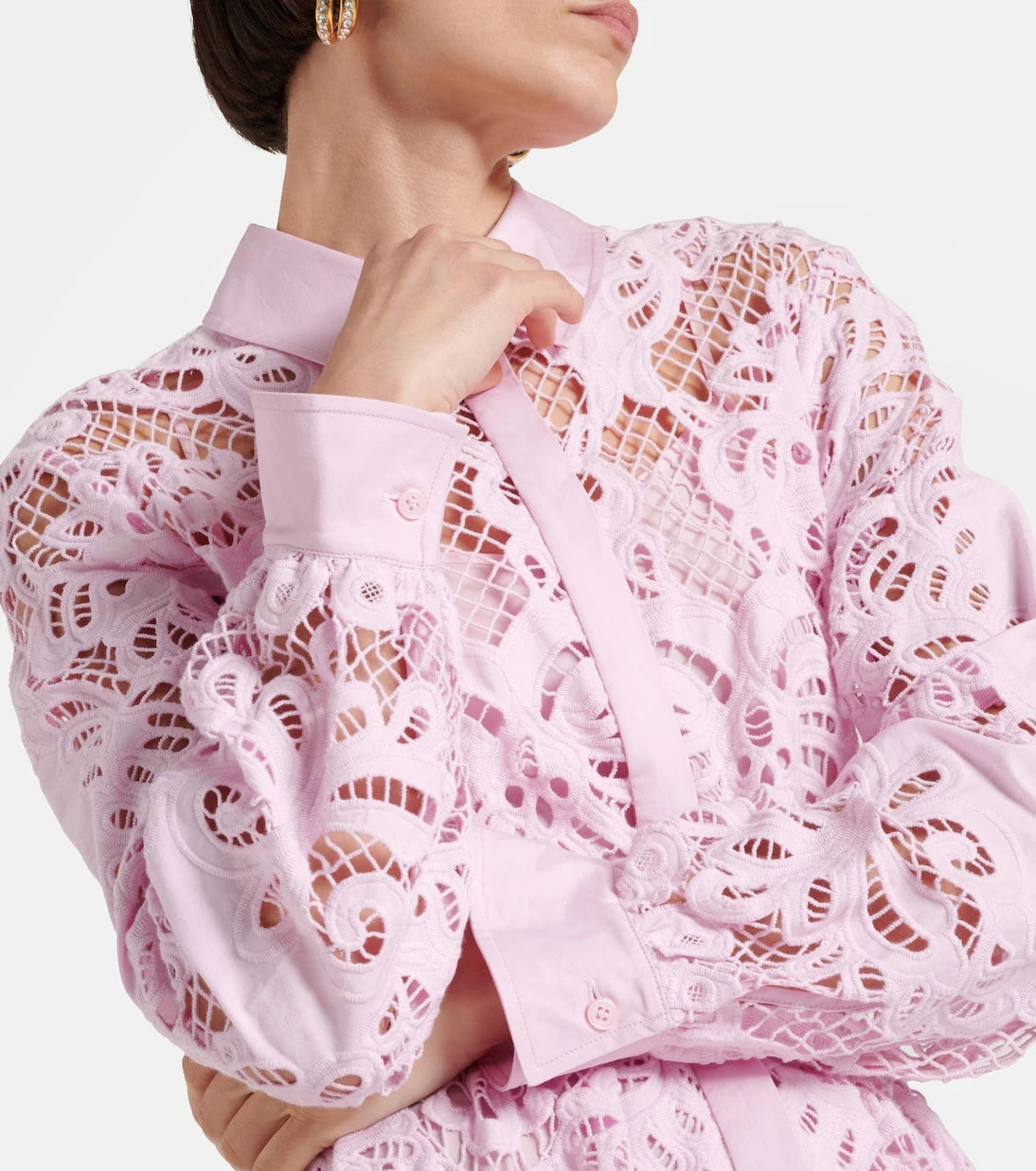 Self-Portrait - Cotton lace shirt dress