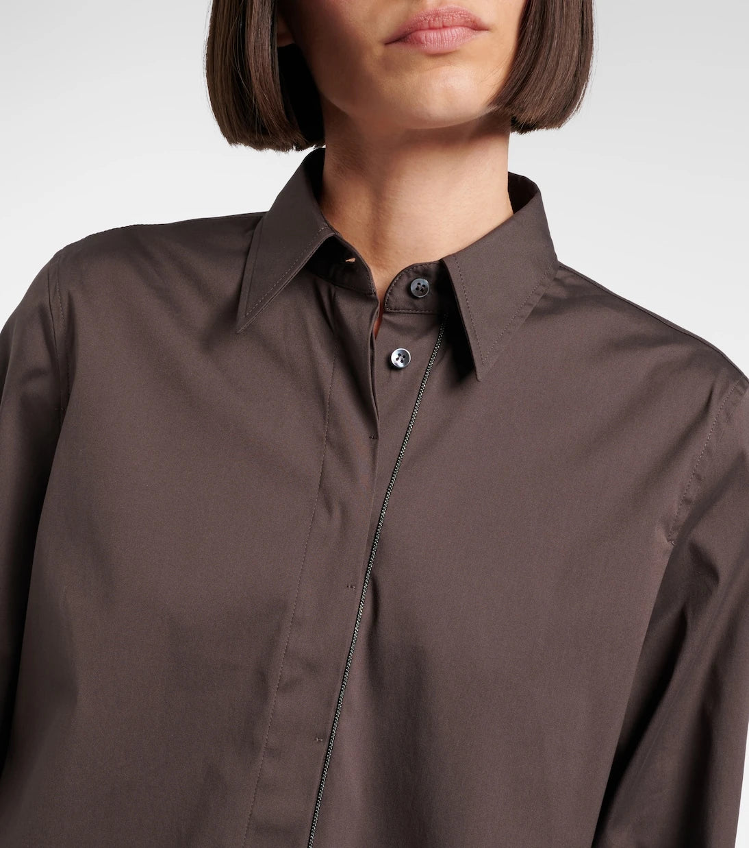 Brunello Cucinelli - Monili cotton-blend poplin blouse