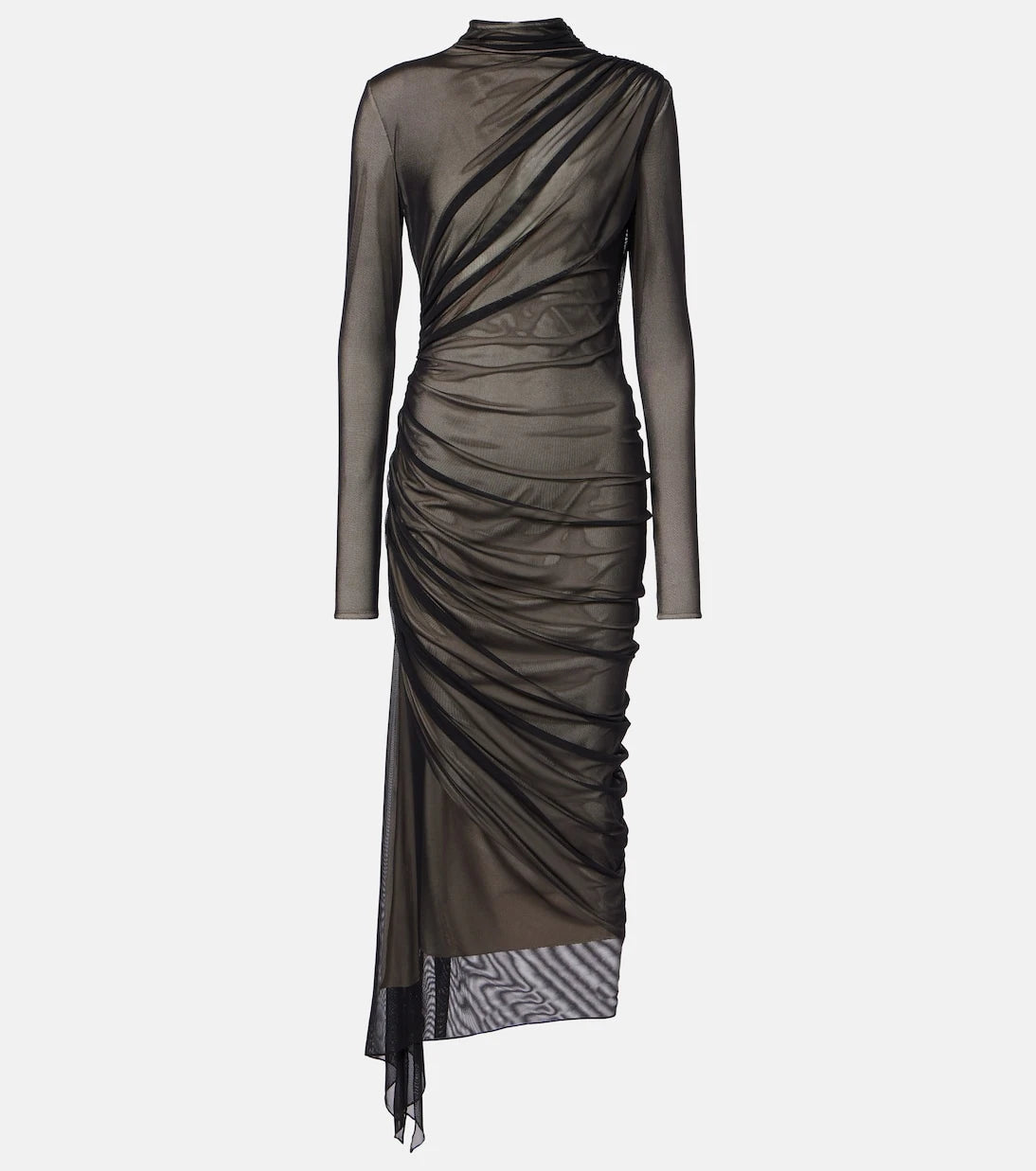 Mugler - Asymmetrical mesh midi dress