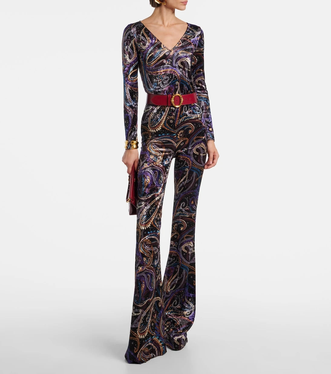 Etro - بنطلون بيزلي بقصة واسعة