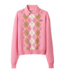 Pink Cashmere Zip-Up Polo Sweater