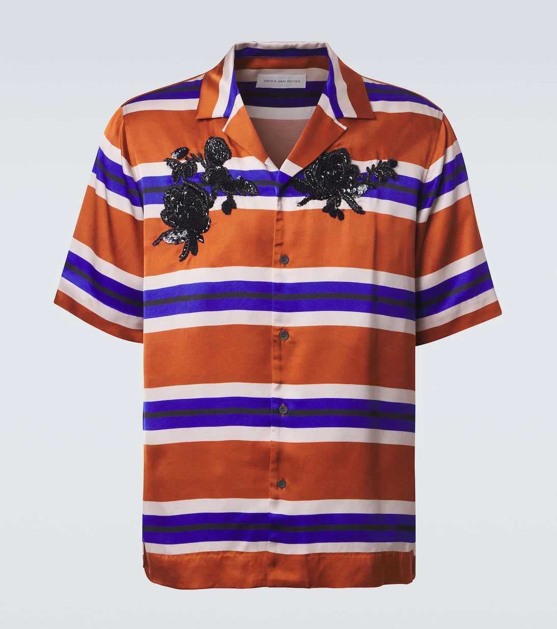 Dries Van Noten - Embellished striped satin shirt