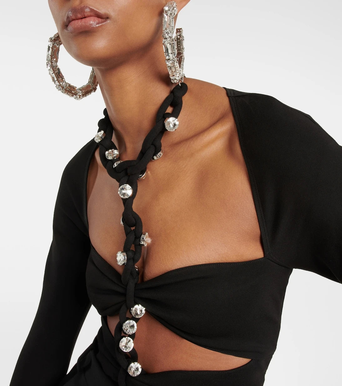 Area - Chain-link crystal-embellished jersey bodysuit