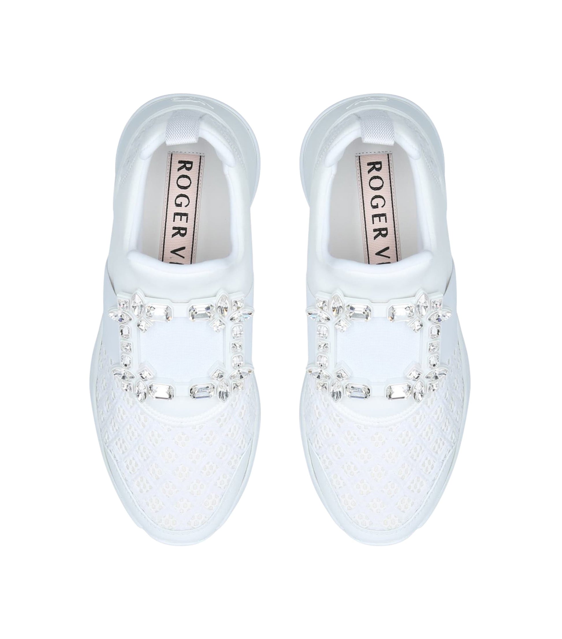 Roger Vivier White Viv' Run Strass Buckle Sneakers