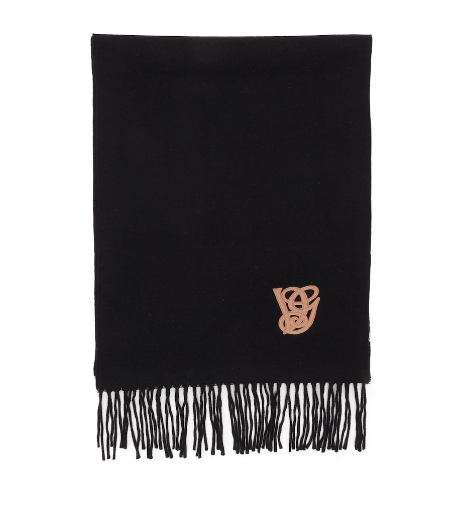 Valentino Garavani Black Wool-Cashmere Scarf