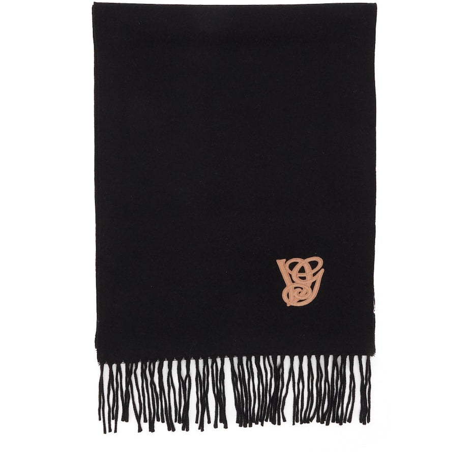 Valentino Garavani Black Wool-Cashmere Scarf