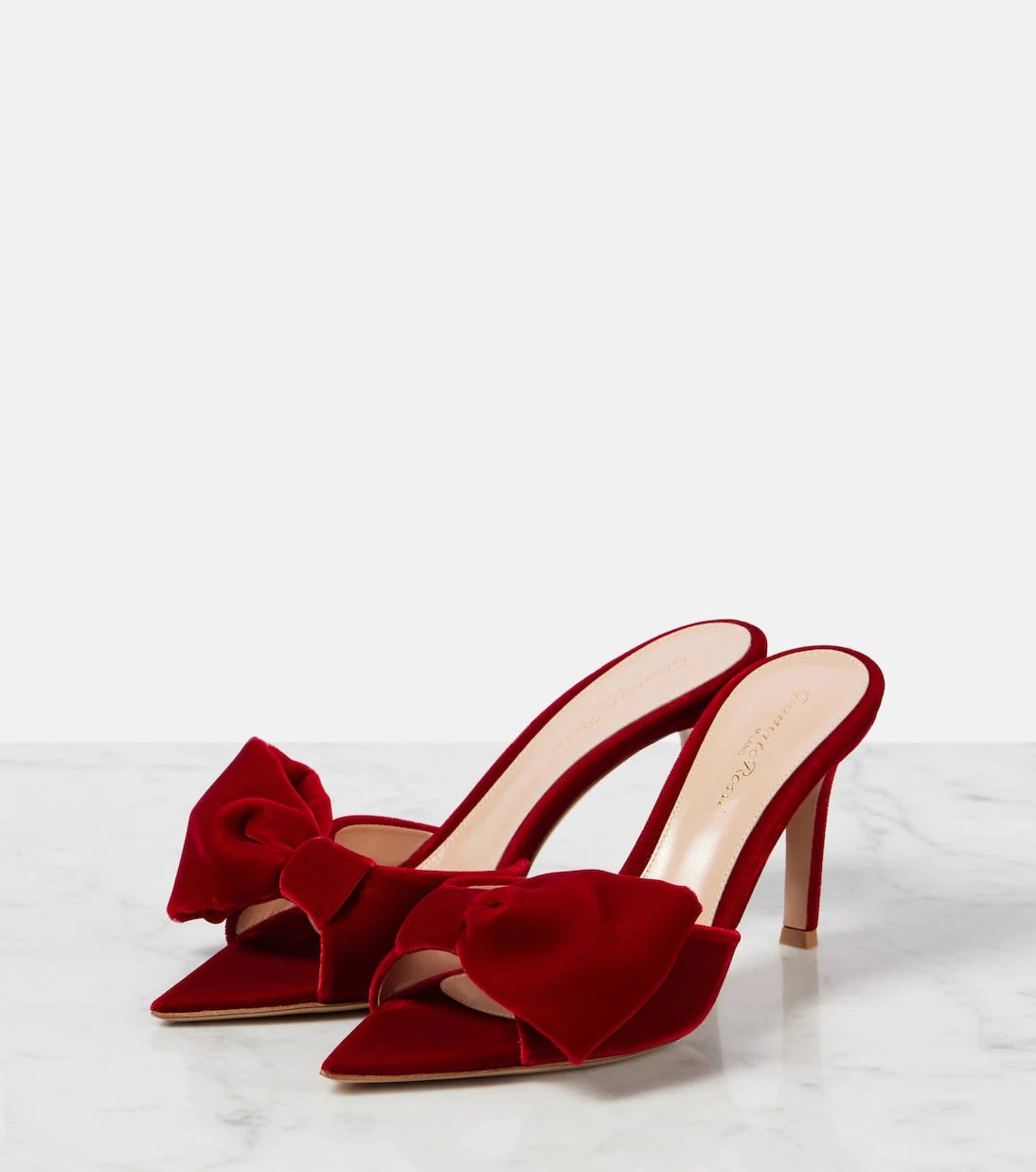 Gianvito Rossi - 85 bow-detail velvet mules