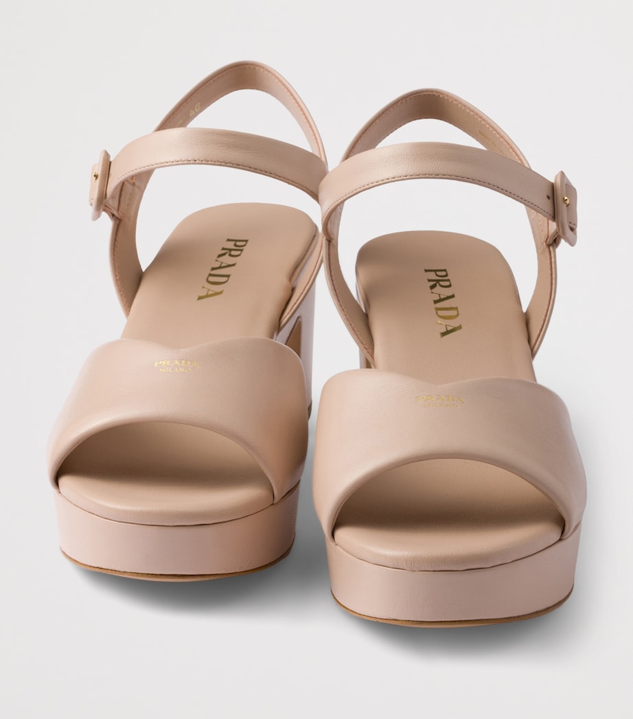 Prada Leather Padded Heeled Sandals 65