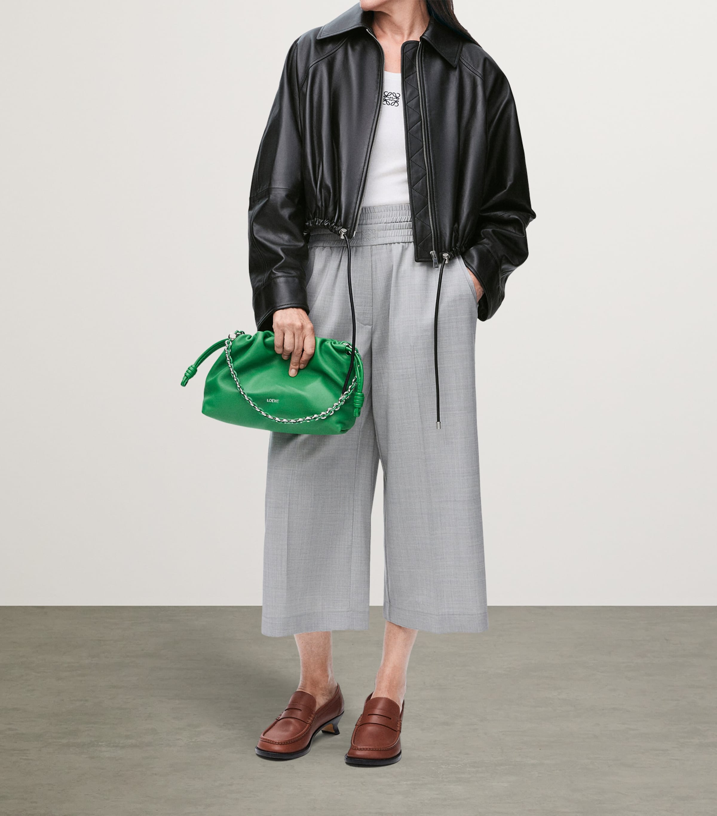 LOEWE Black Leather Balloon Jacket