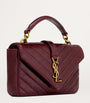 Saint Laurent Burgundy Leather College Top-Handle Bag