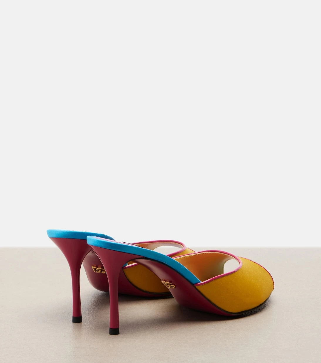 Dolce&Gabbana - Keira leather-trimmed satin mules