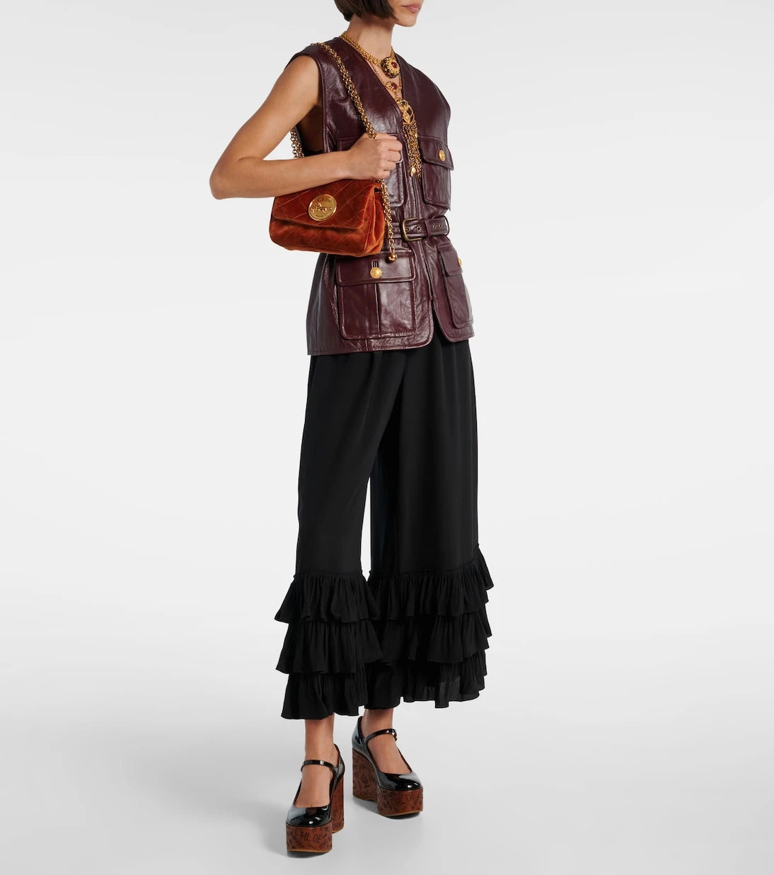 Chloé - Layered crêpe de chine wide-leg pants