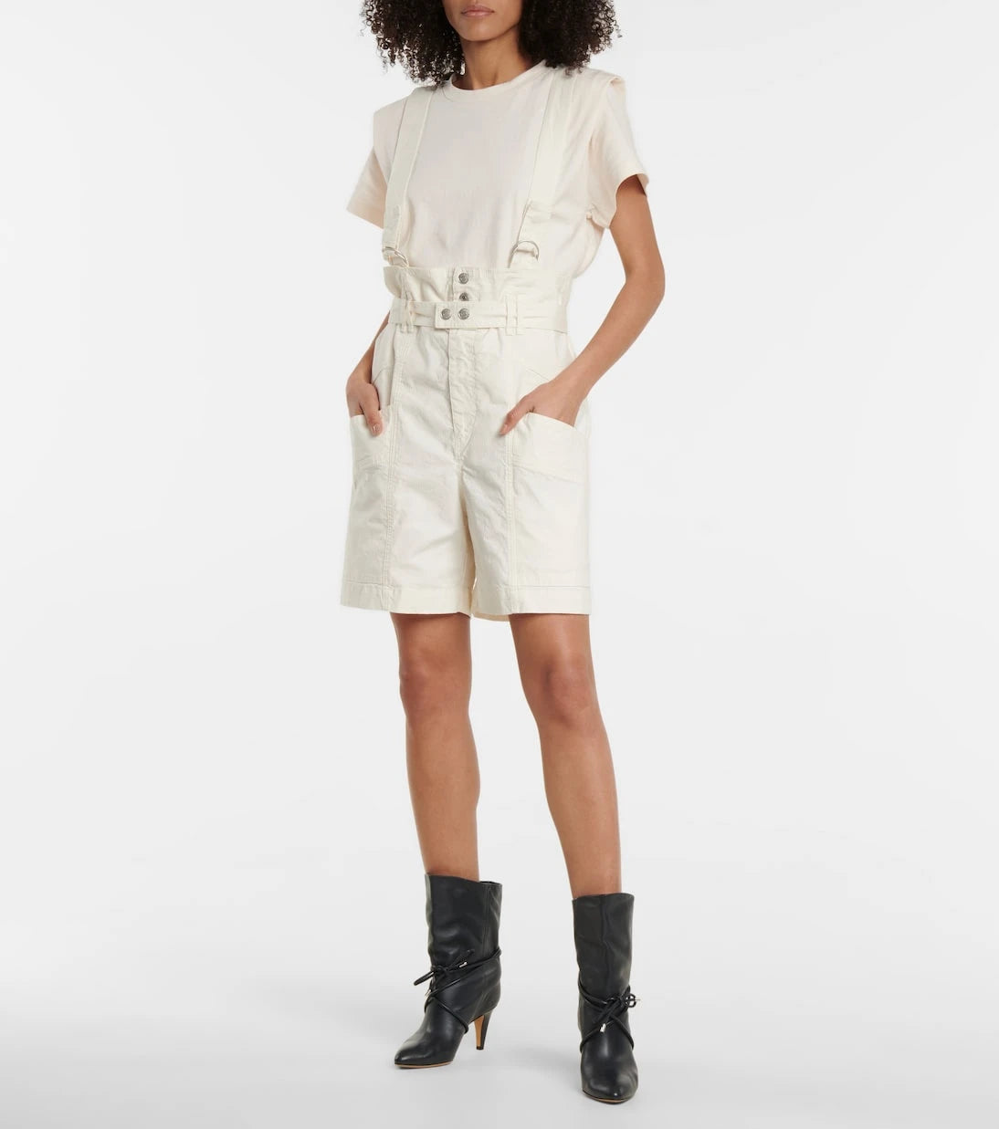 Isabel Marant - Effie linen and cotton suspender shorts