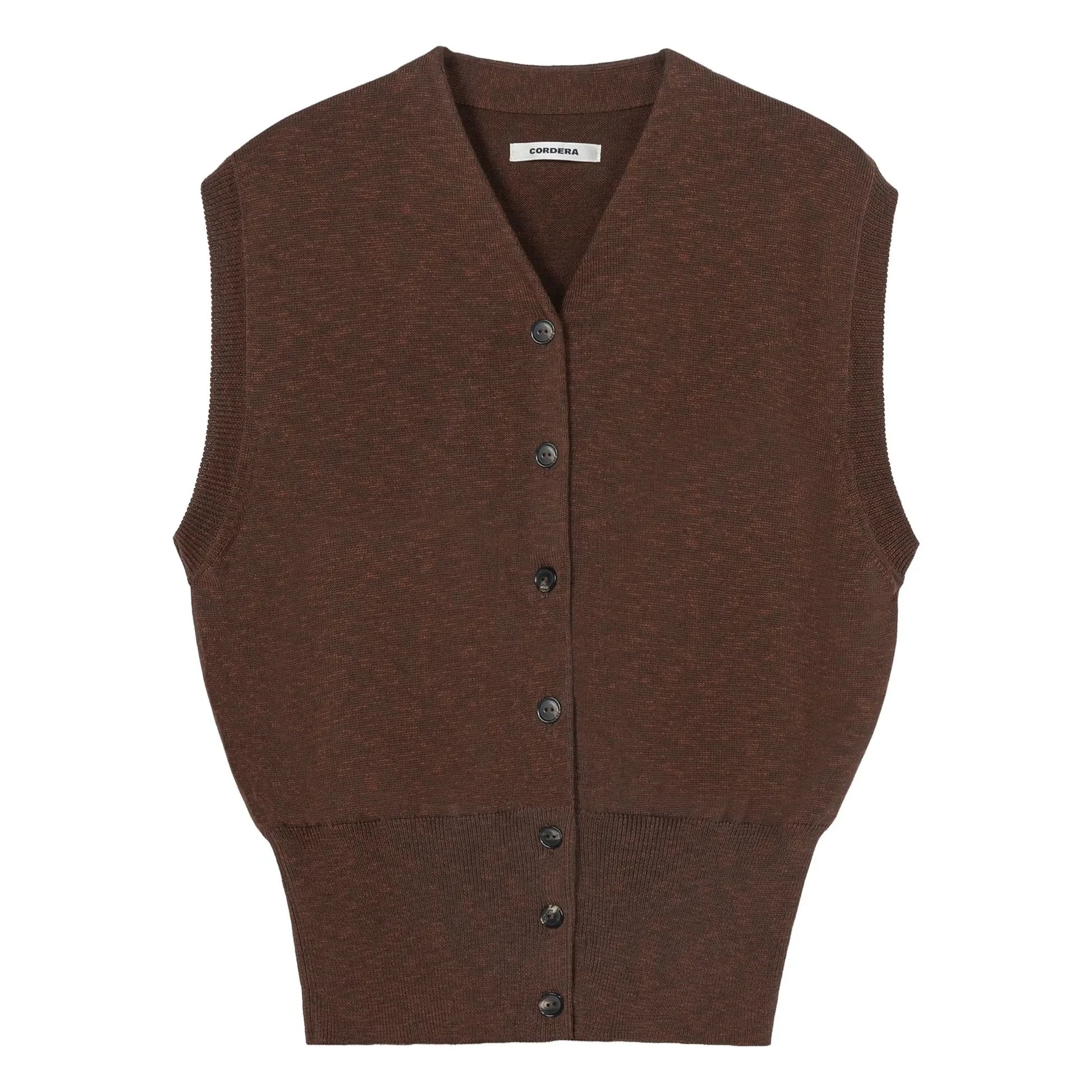 Cordera - Cotton Sleeveless Vest | Brown