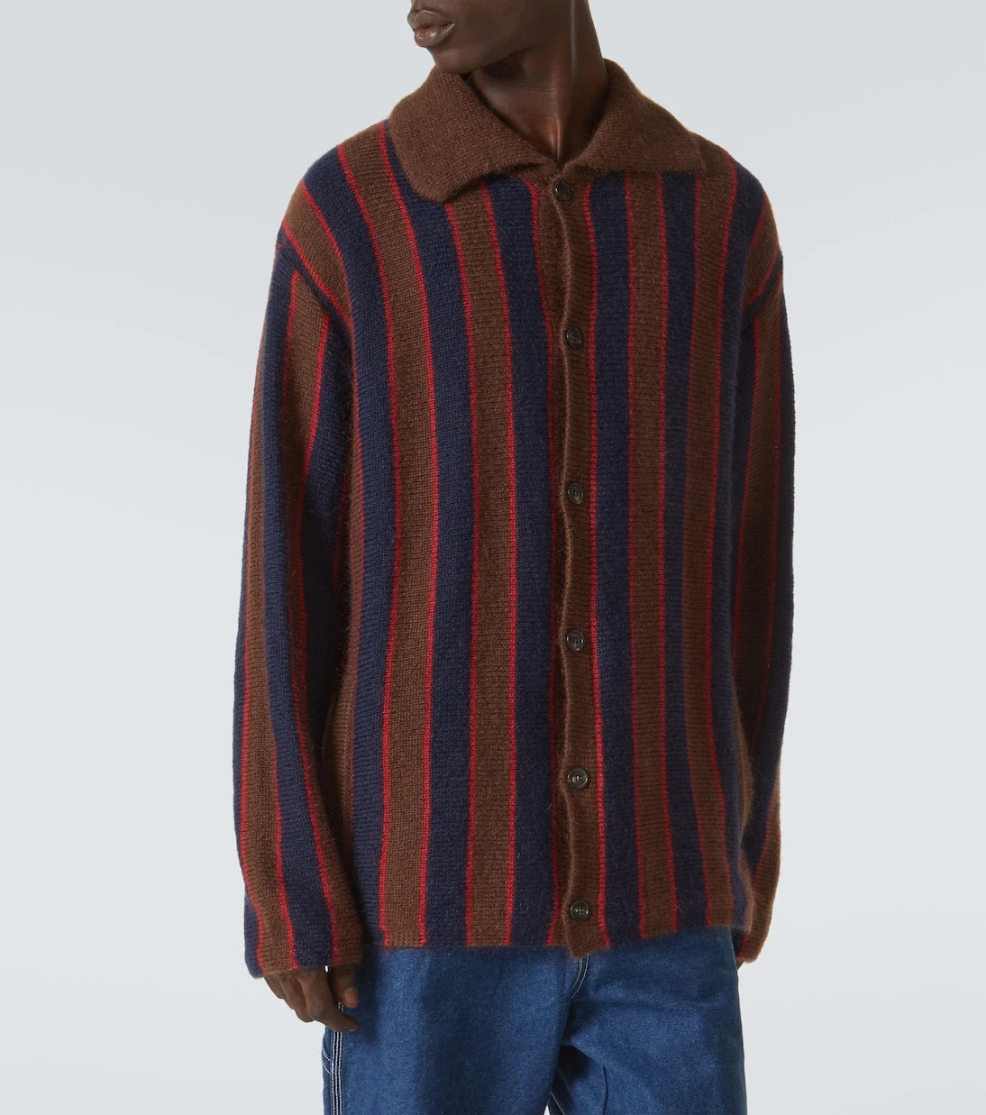 Bode - Striped mohair-blend cardigan