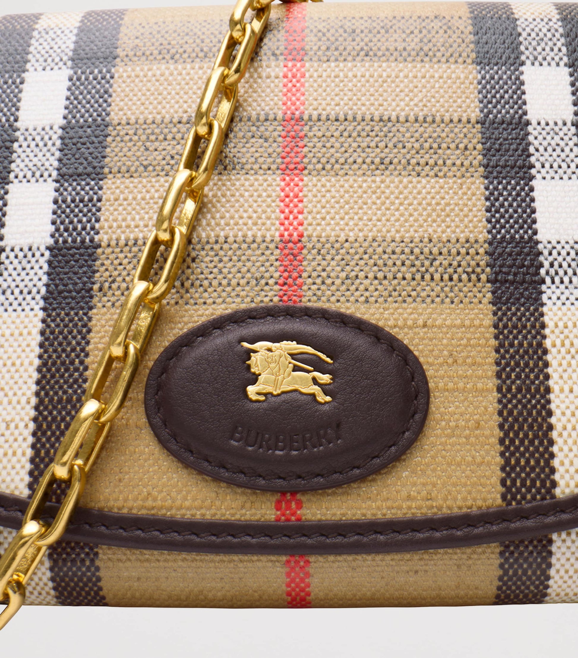 Beige Check Chain Wallet