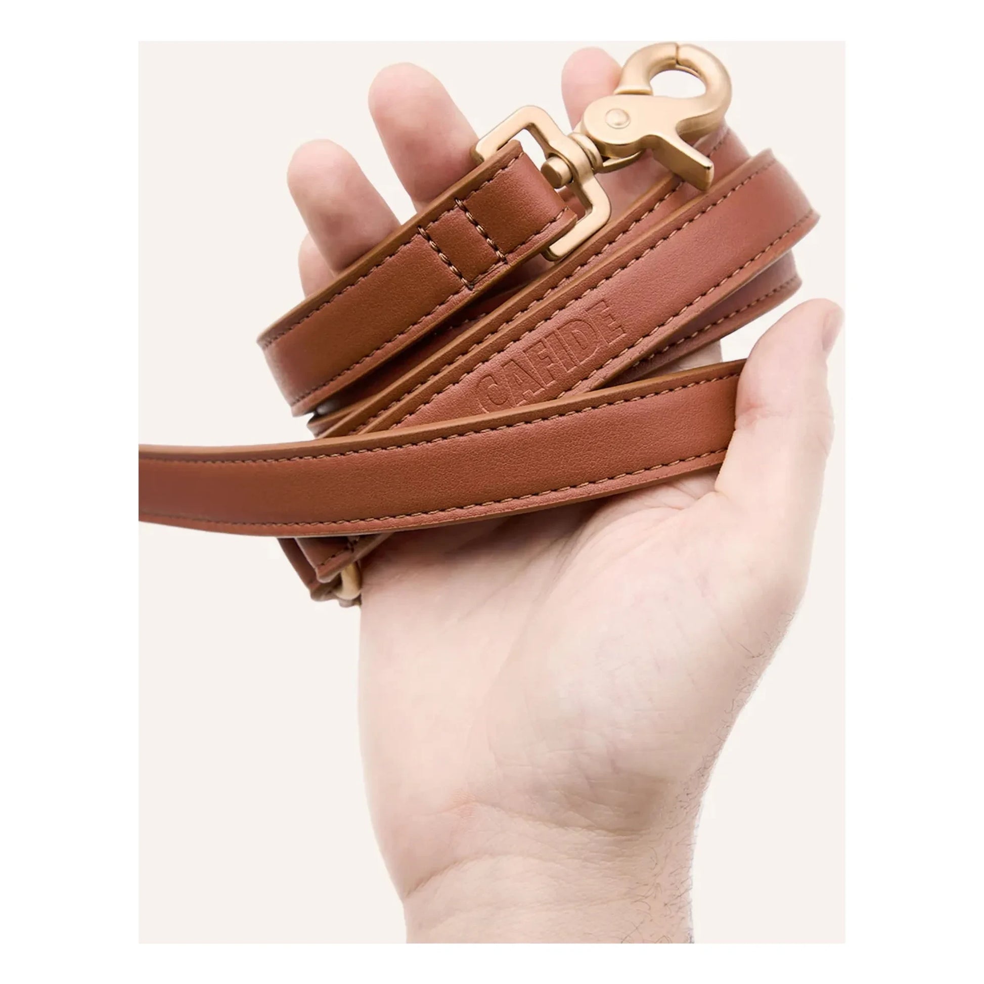 Cafide - 3 position dog leash in vegan leather | Brown