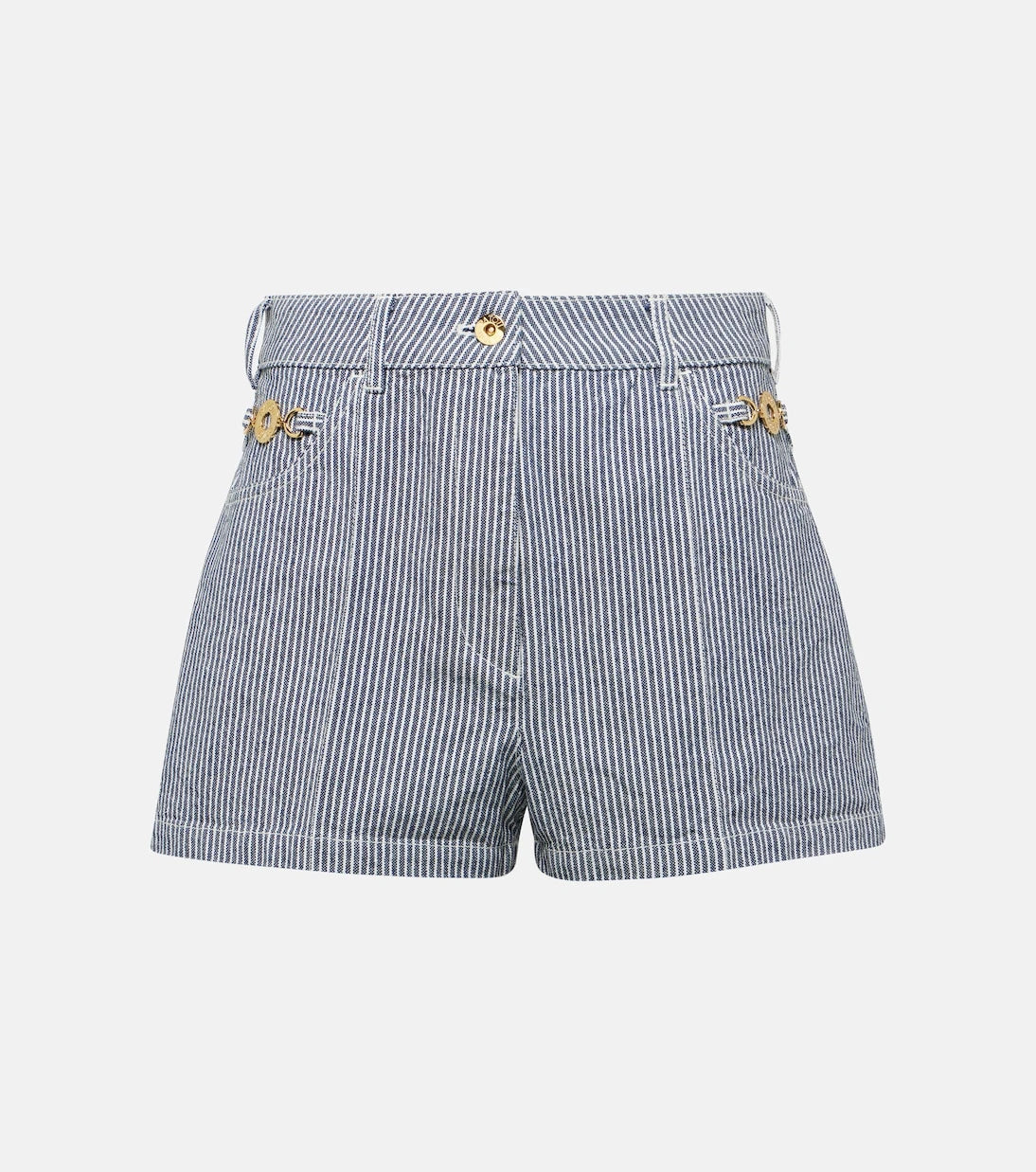 Patou - Striped high-rise denim shorts