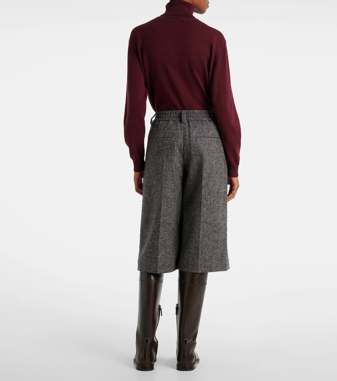 Brunello Cucinelli - Herringbone wool-blend shorts