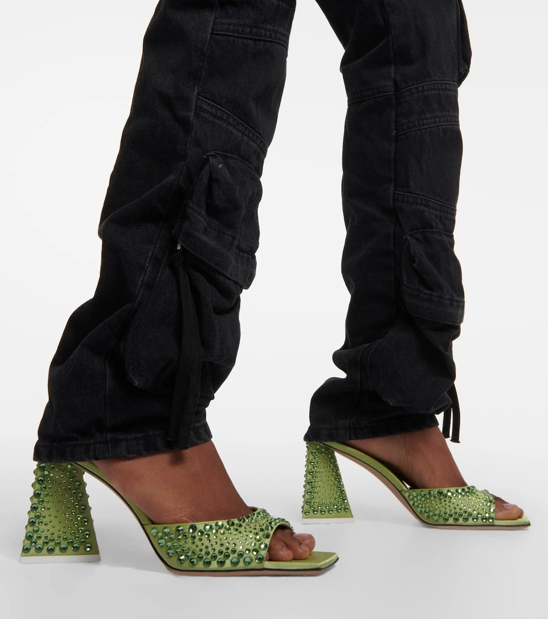 The Attico - Mini Devon embellished satin mules