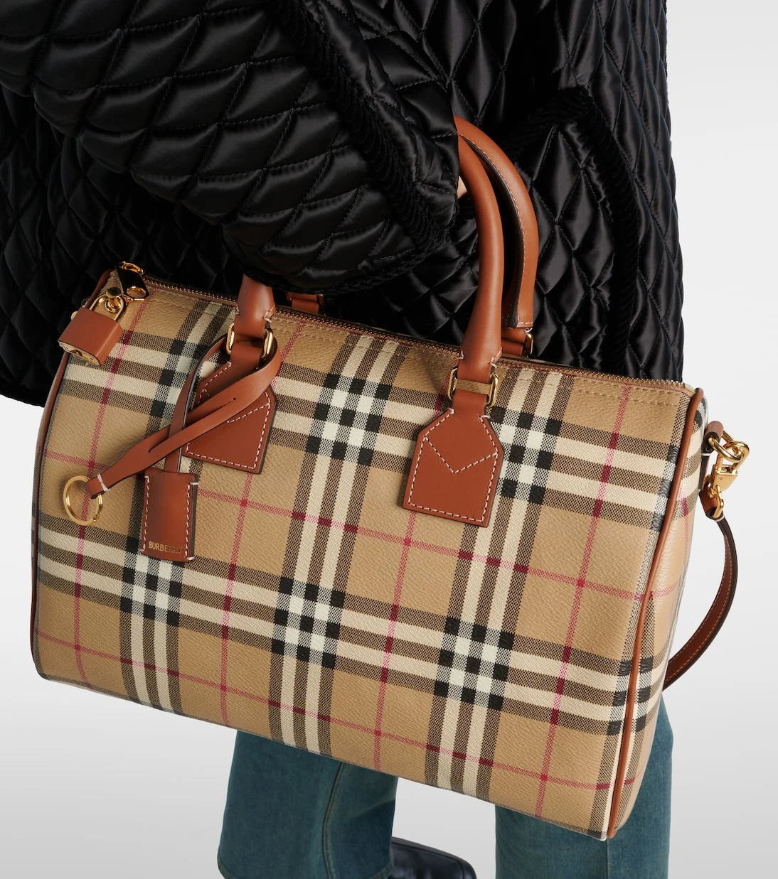 Burberry - Bowling Medium Burberry Check top-handle bag