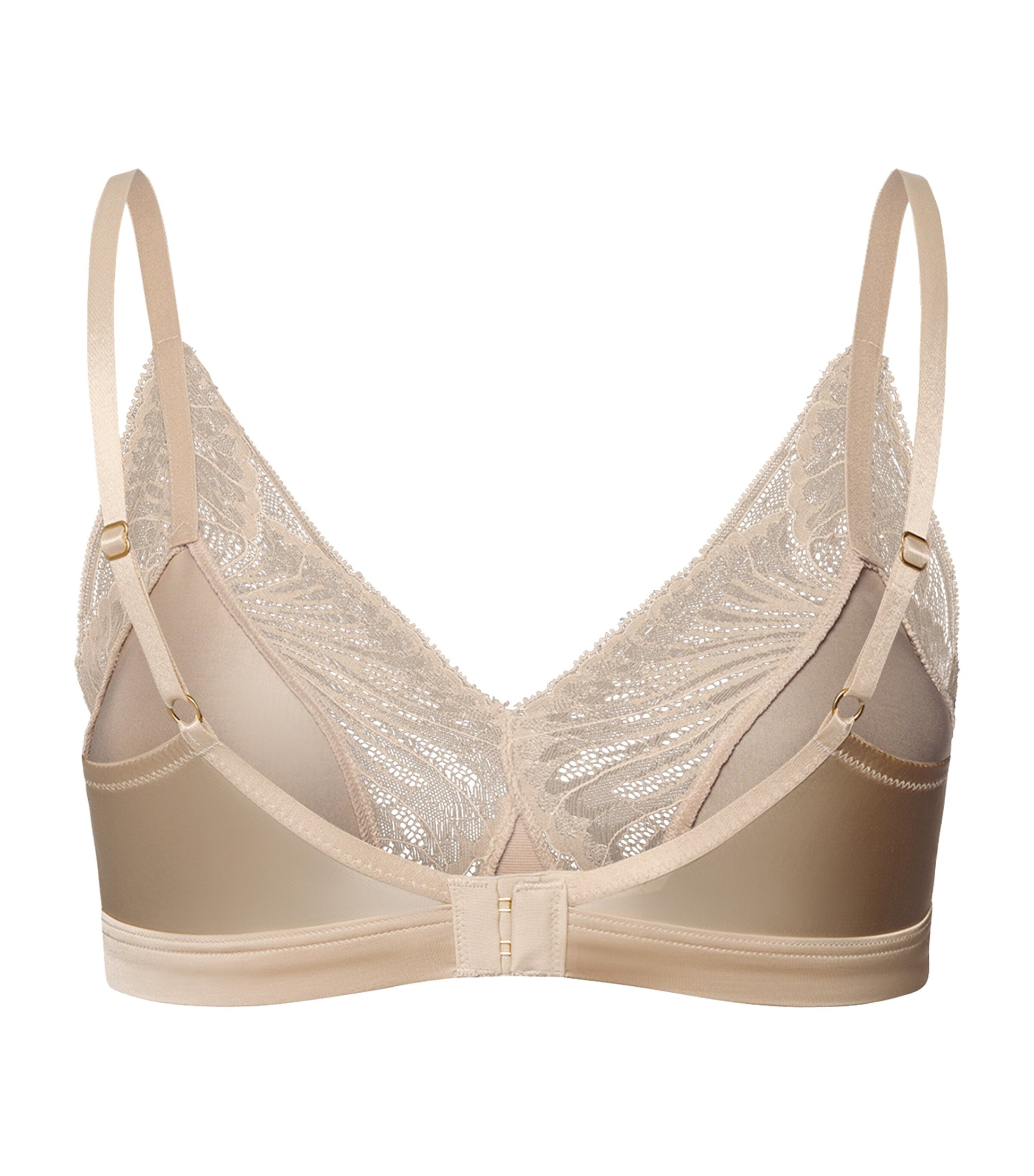 Hanro Beige Satin Lace-Trim Lilith Bra
