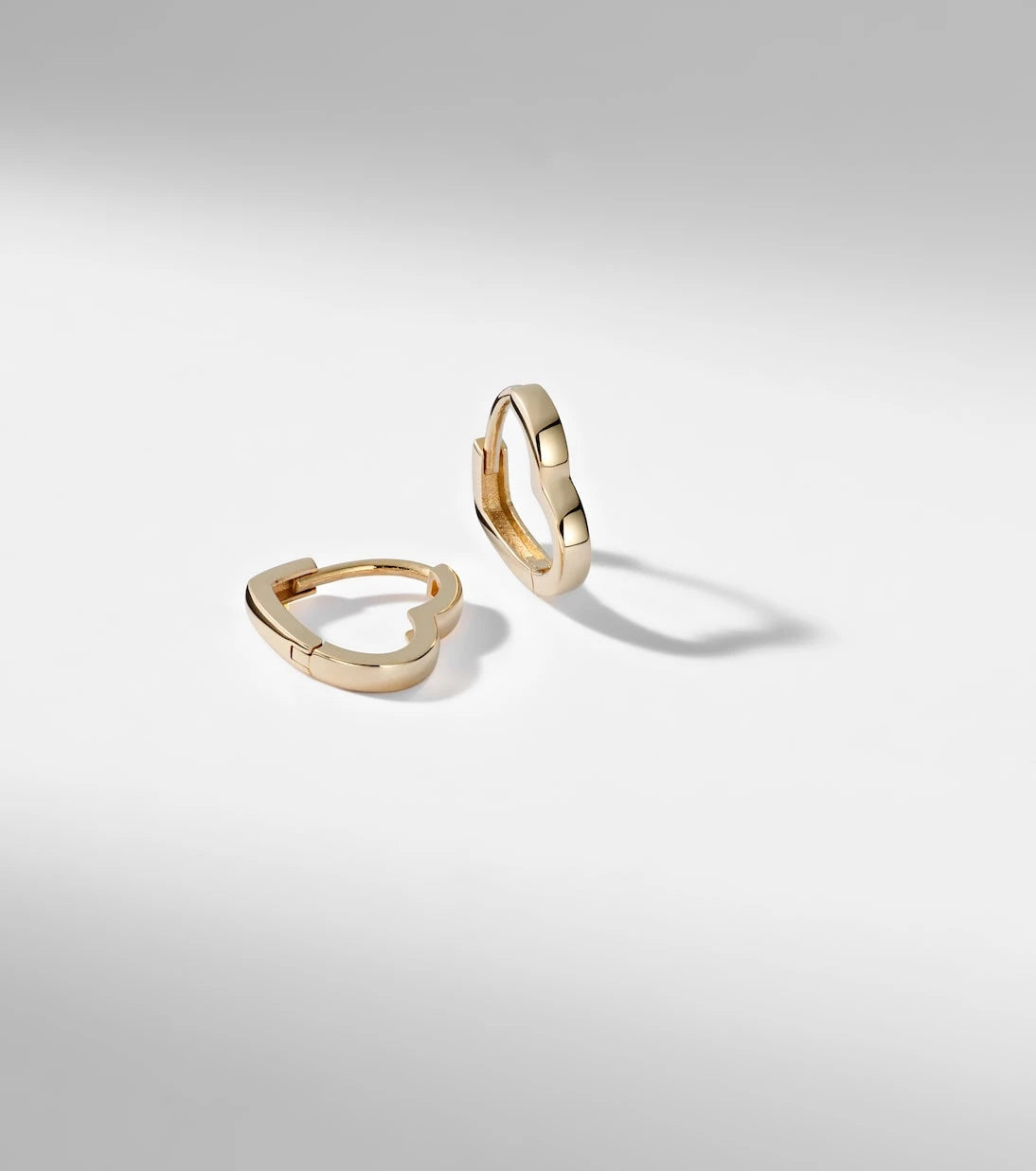 Stone and Strand - Heart 14kt gold huggie earrings