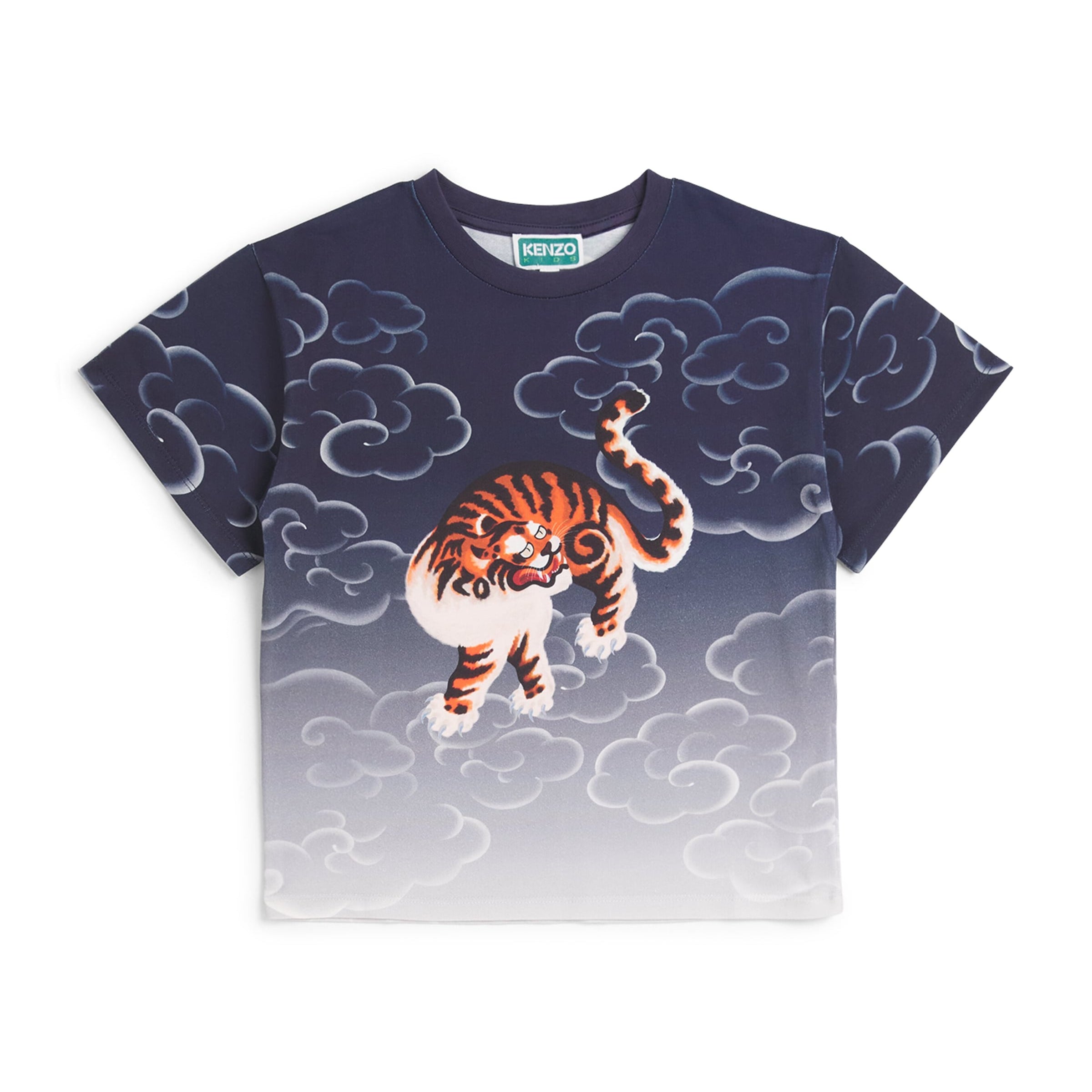 Kenzo Kids Cotton Tiger Clouds Print T-Shirt (2-14 Years)