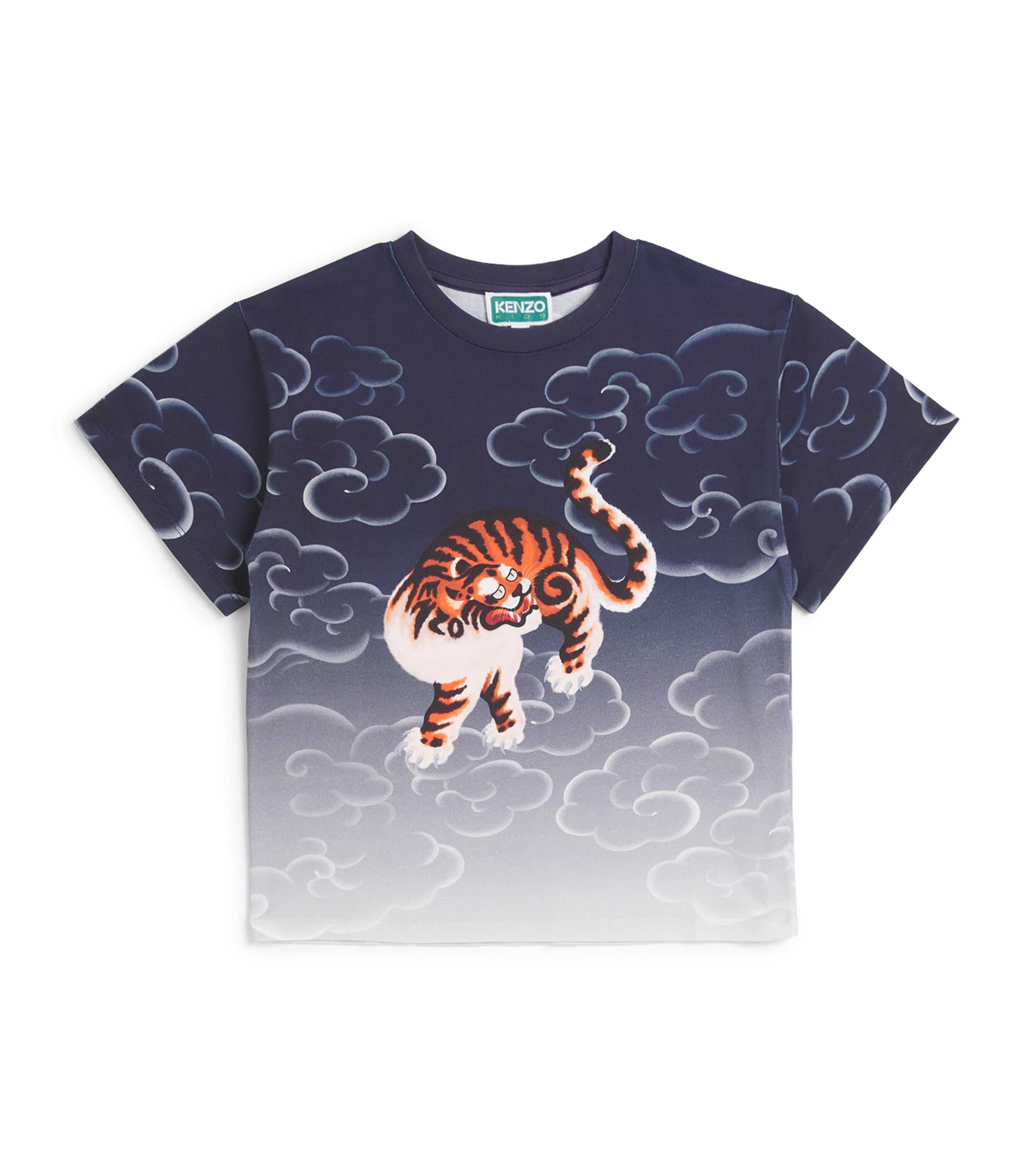 Kenzo Kids Cotton Tiger Clouds Print T-Shirt (2-14 Years)
