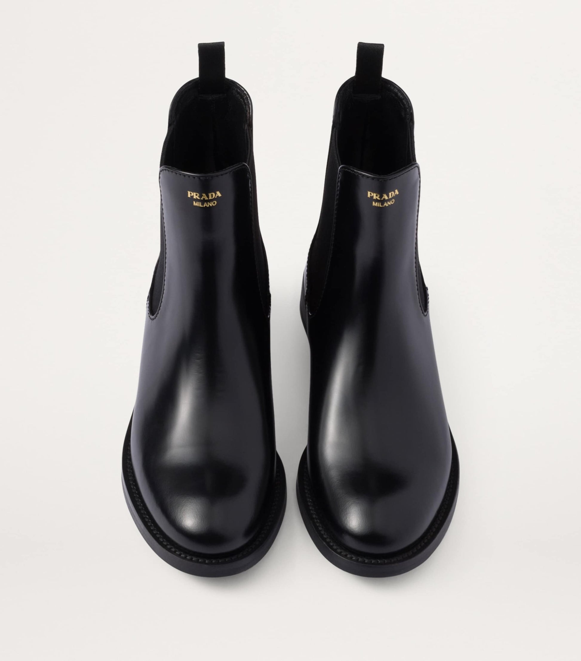Prada Black Brushed Leather Ankle Boots