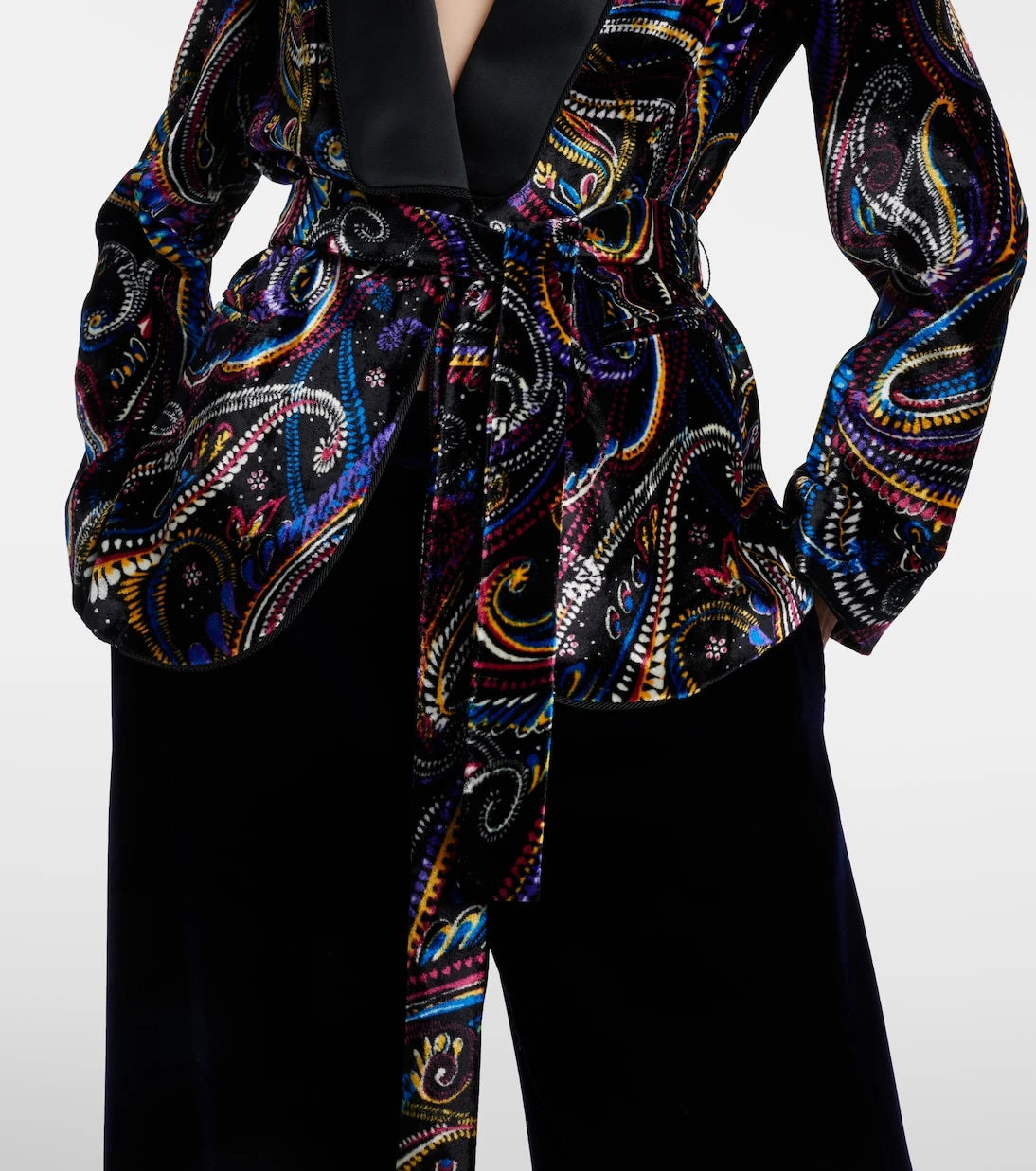 Etro - Belted velvet jacquard blazer