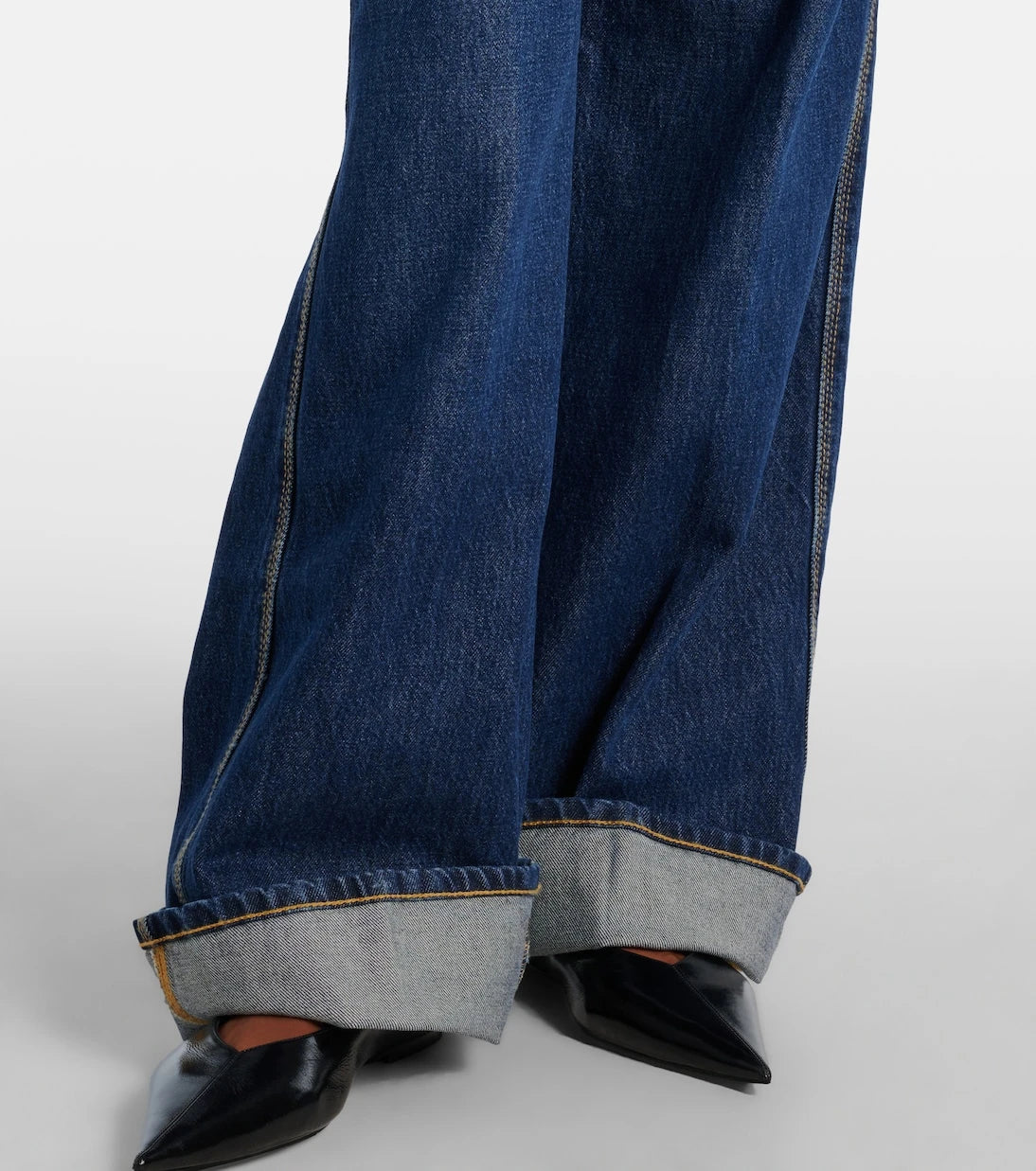 Frame - The Cuffed Wide high-rise wide-leg jeans