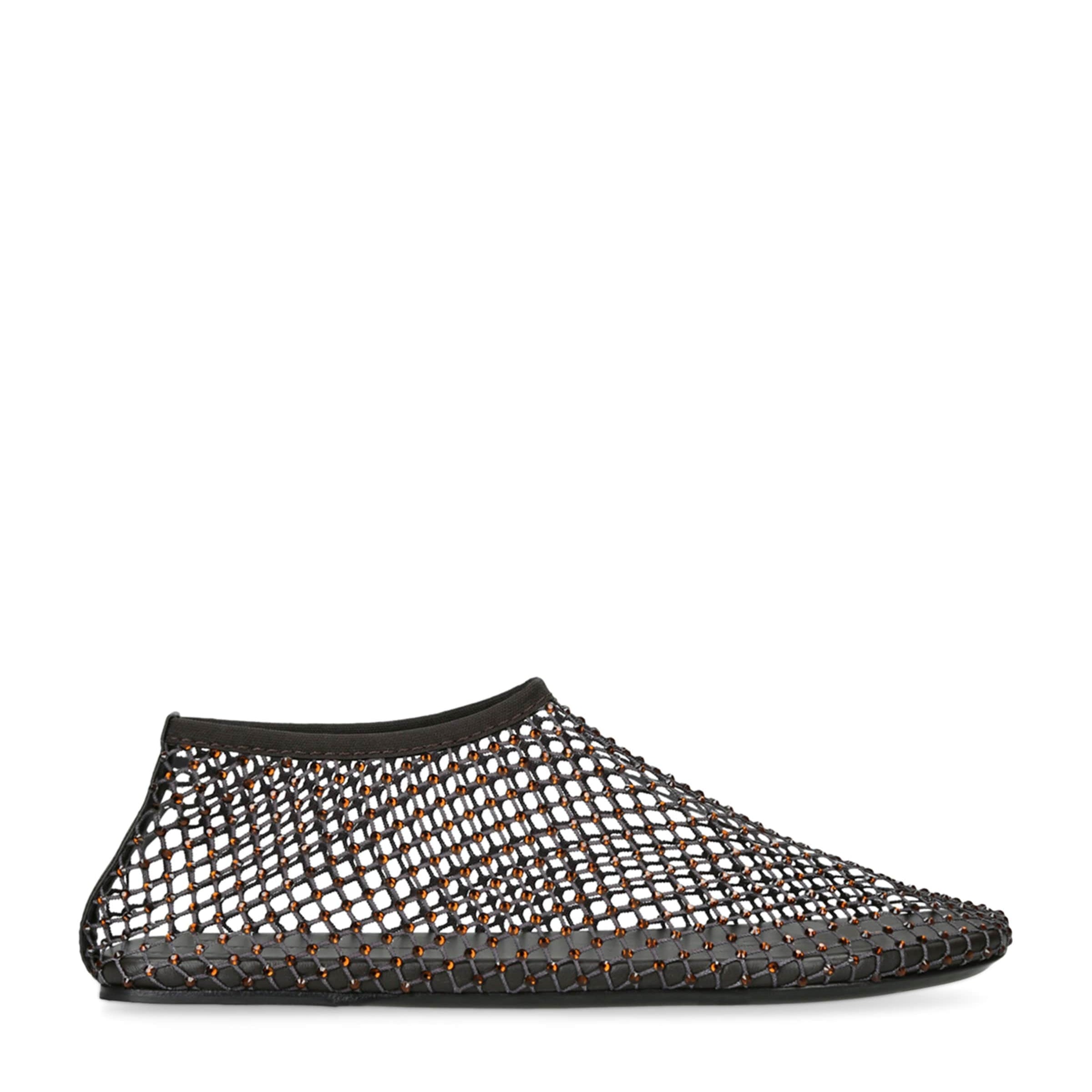 Christopher Esber Brown Mesh Embellished Minette Ballet Flats