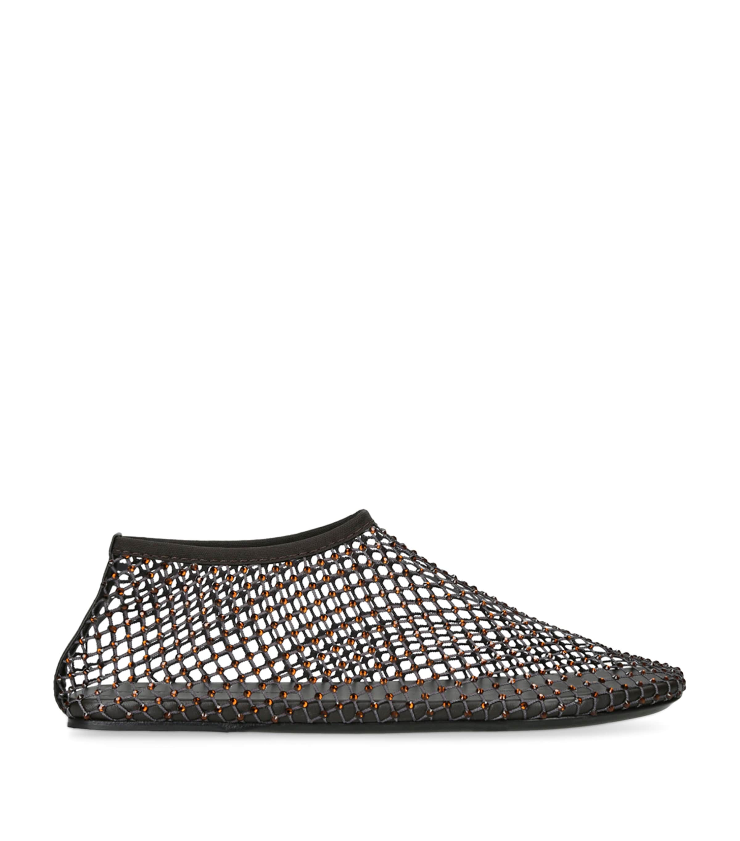 Christopher Esber Brown Mesh Embellished Minette Ballet Flats