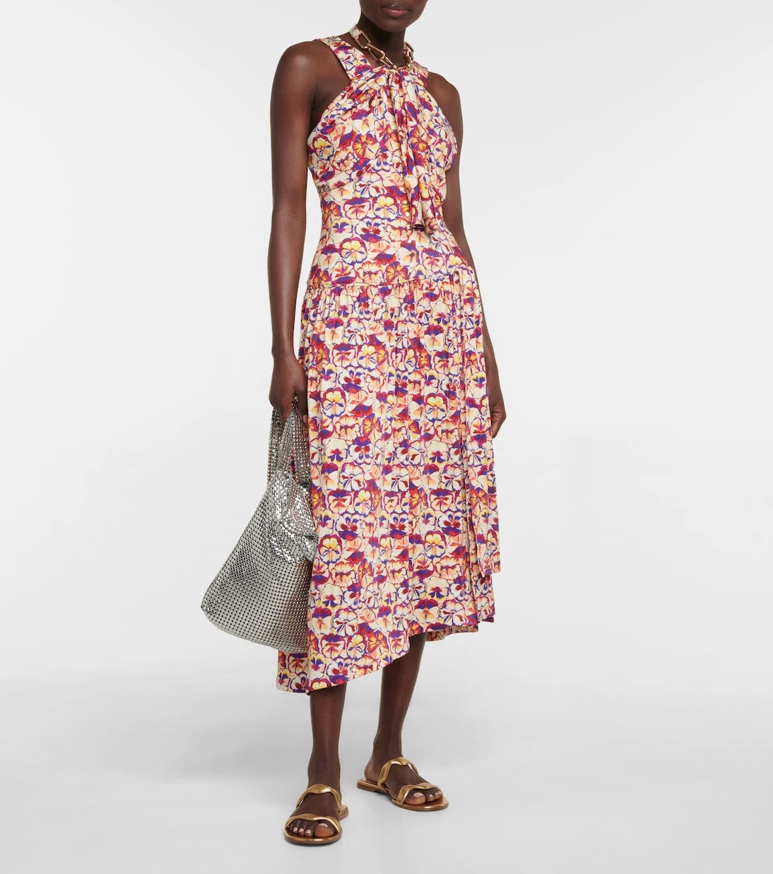 Rabanne - Chainlink floral jersey midi dress
