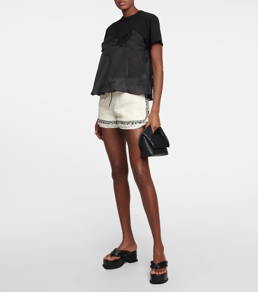 Sacai - Drawstring tweed shorts