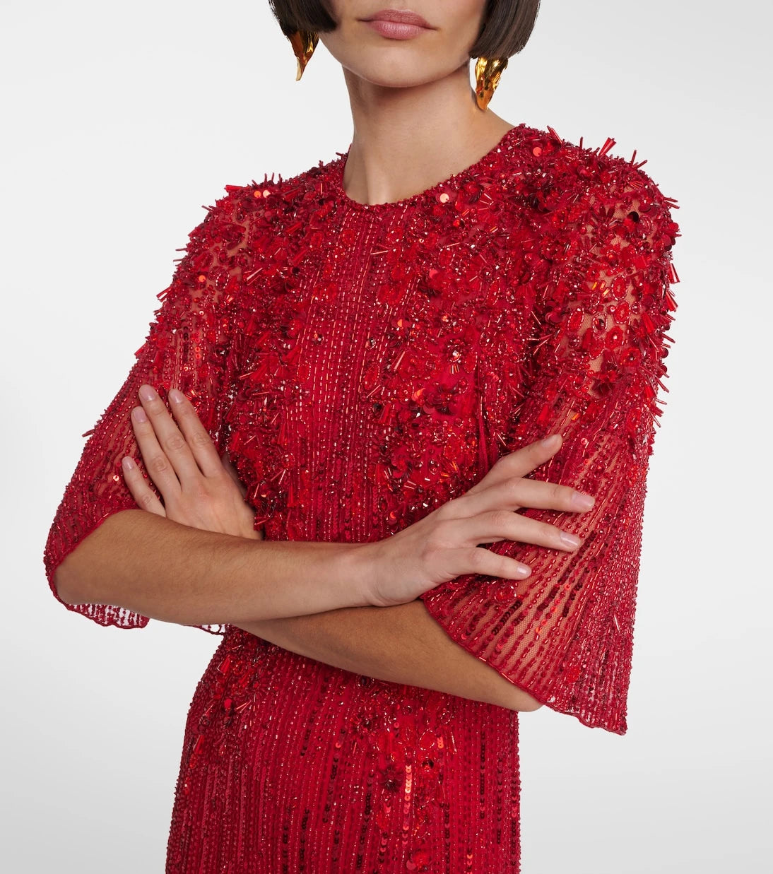 Jenny Packham - Violetta embellished caped gown