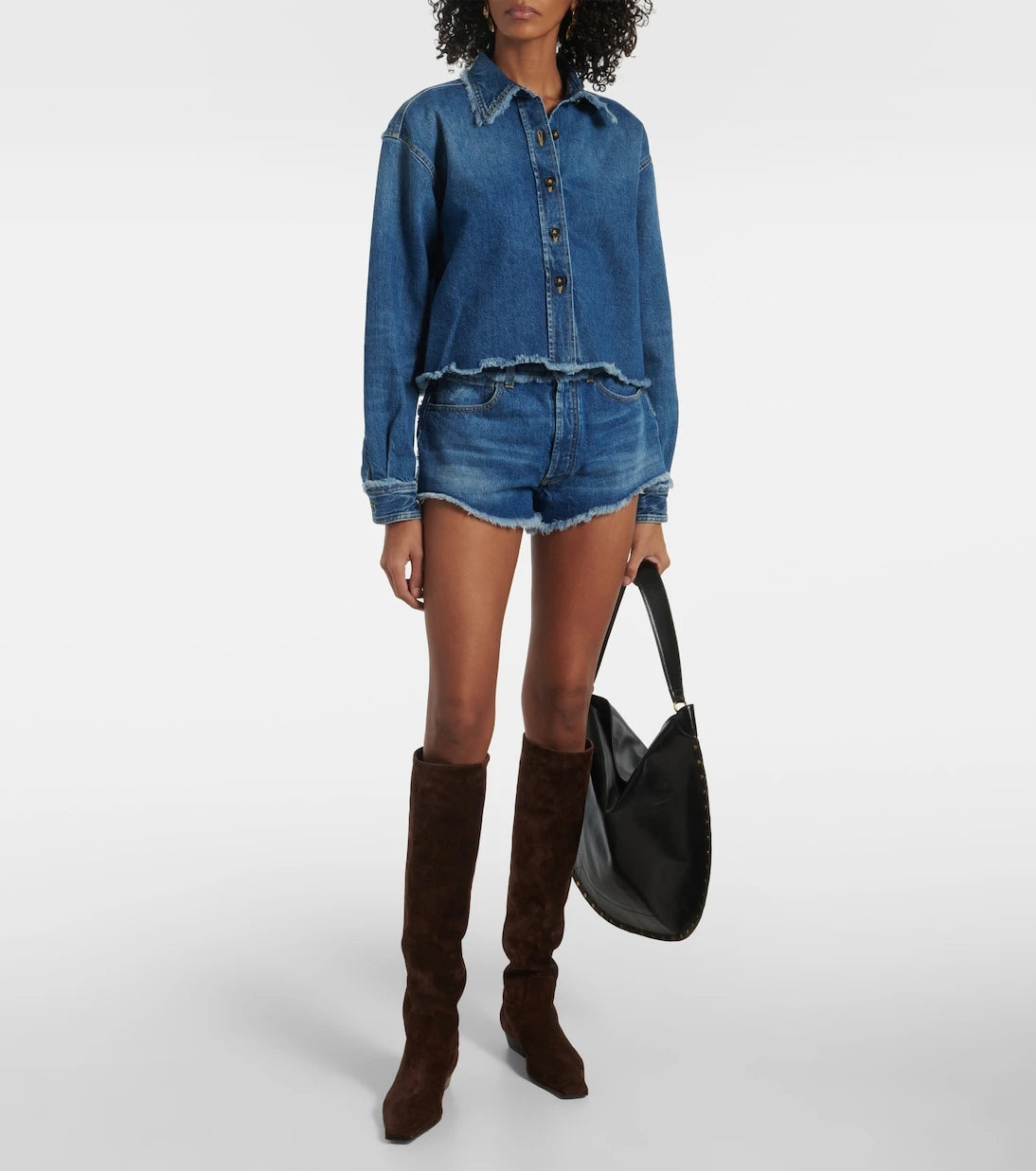 Alanui - Fringed denim shorts