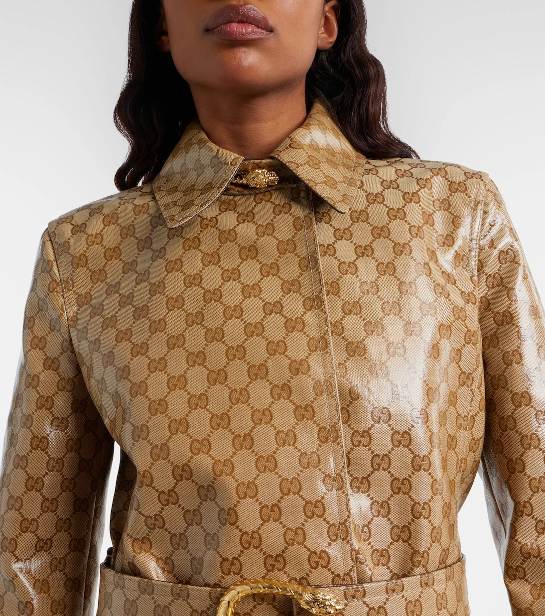 Gucci - GG Canvas belted coat