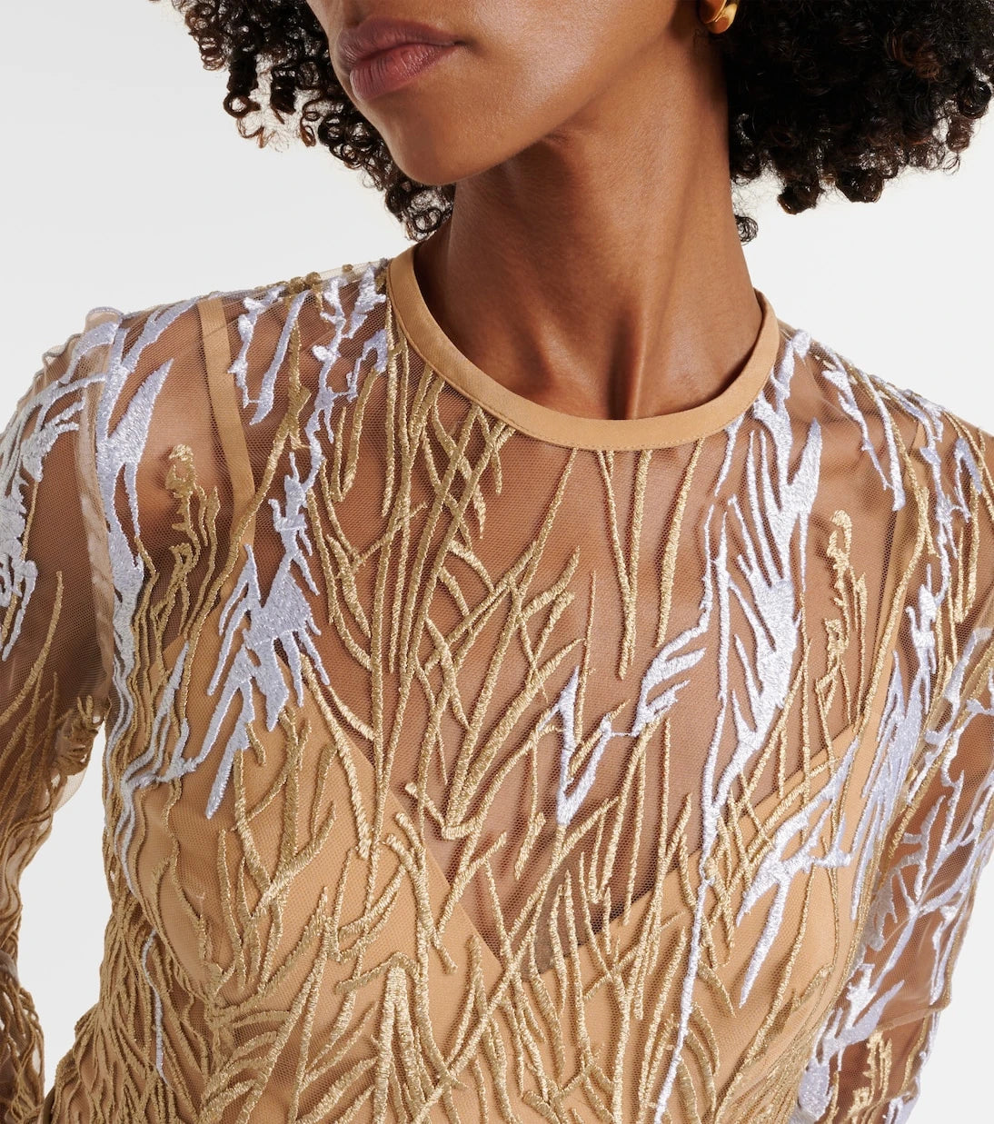 Elie Saab - Embroidered tulle midi dress