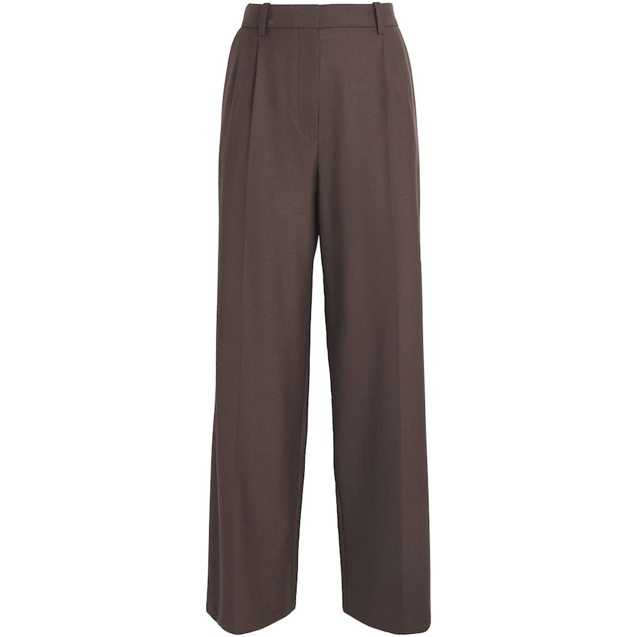 Maje Brown Wide-Leg Tailored Trousers