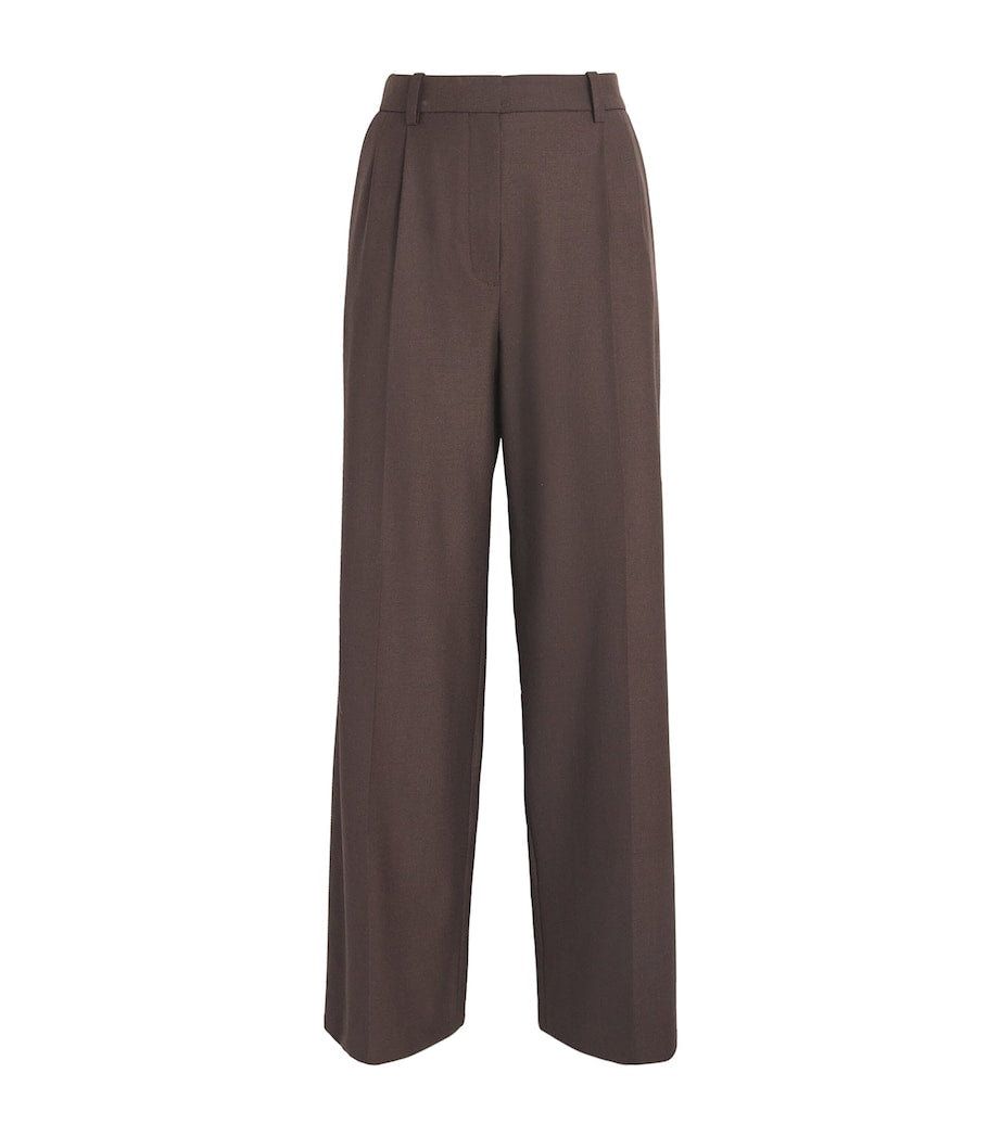 Maje Brown Wide-Leg Tailored Trousers