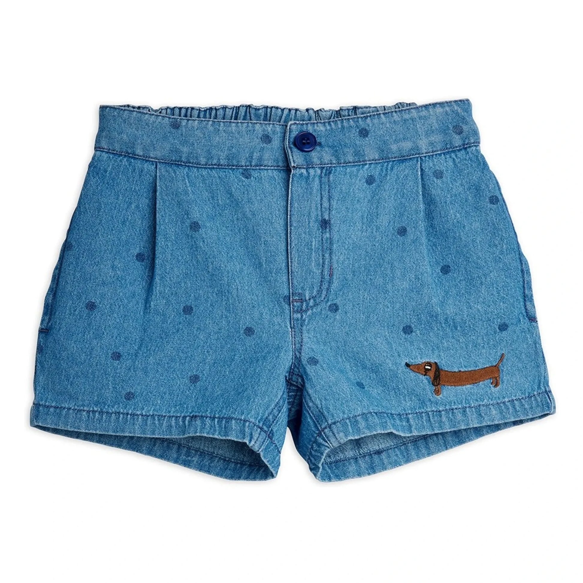 Mini Rodini - Denim Shorts with Organic Cotton Dots | Blue